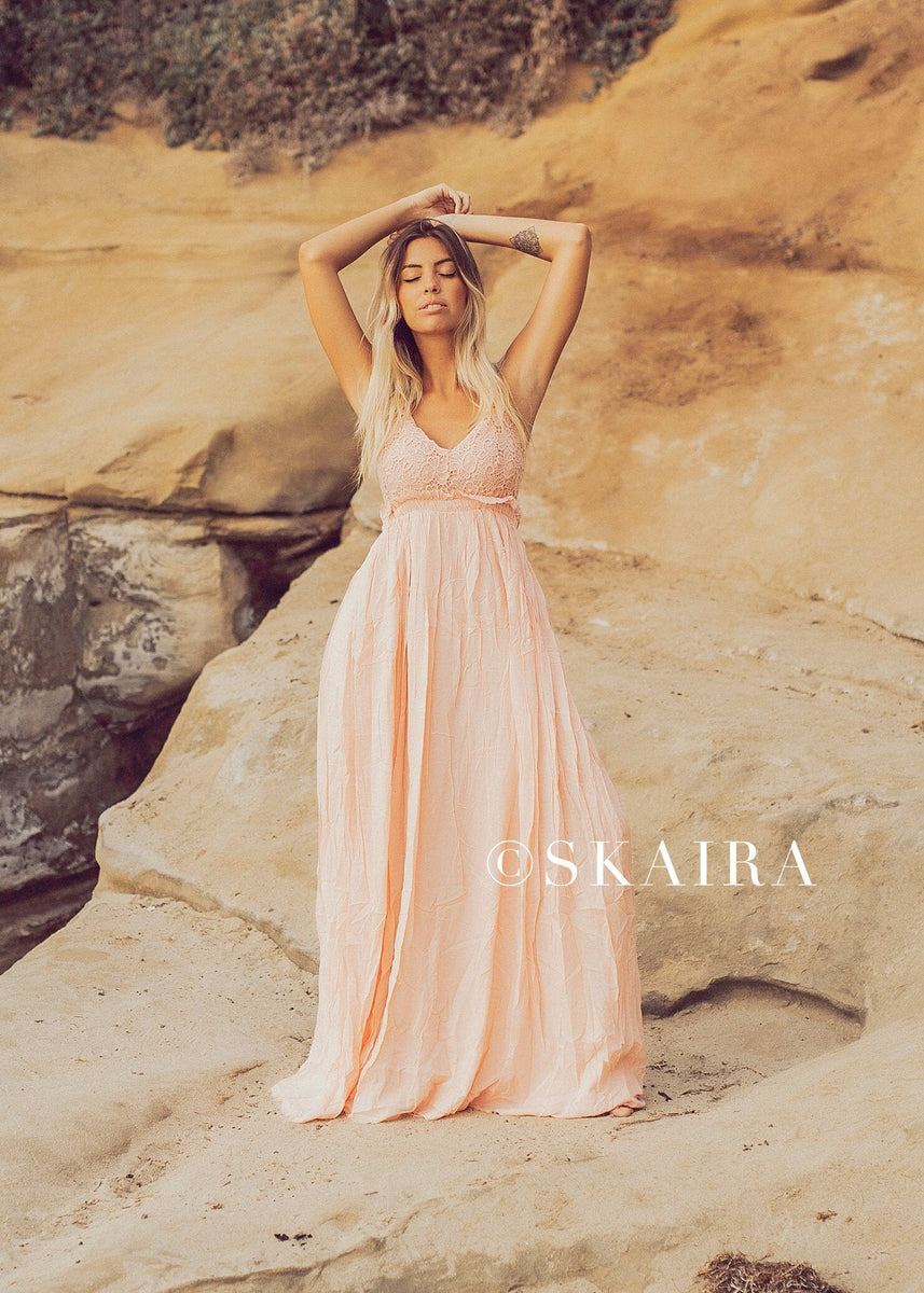Peachy Pink Maxi Open Back Boho Dress Peachy Pink Maxi Open Back Boho Dress