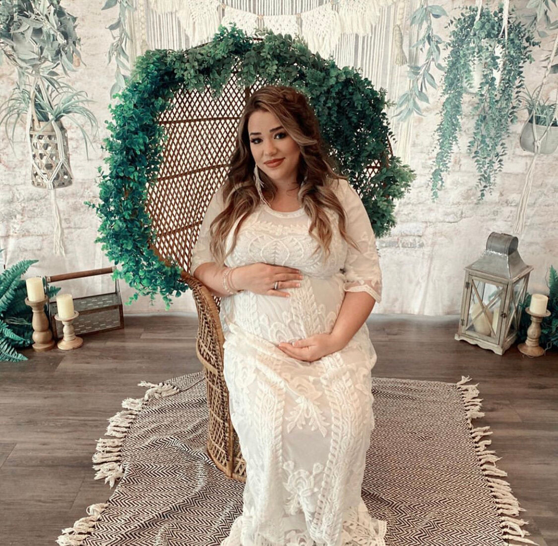 white lace maternity dress White Lace Maternity Photoshoot Dress