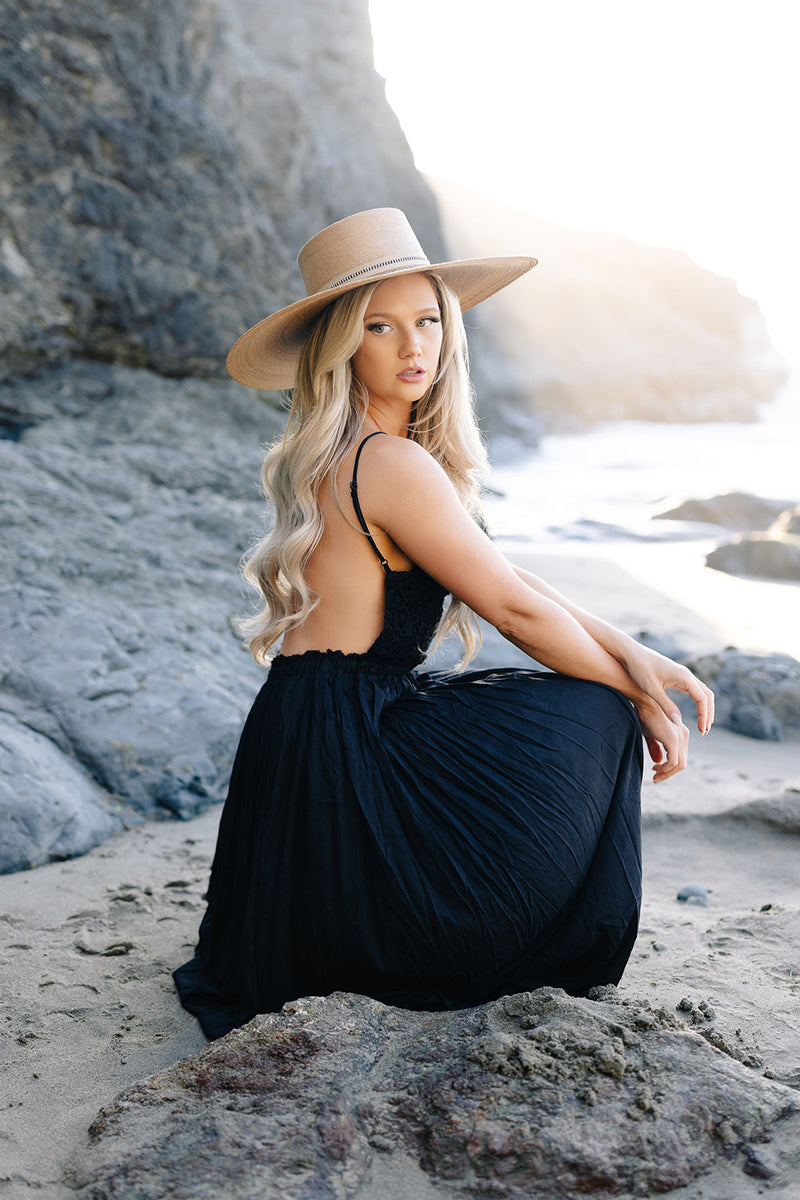 maxi dress with hat Black Maxi Dress Medium