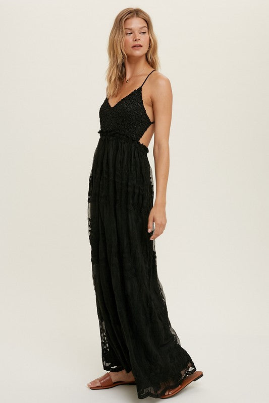 Boho Lace Blue Open Back Maxi Dress| ShopSkaira – SKAIRA