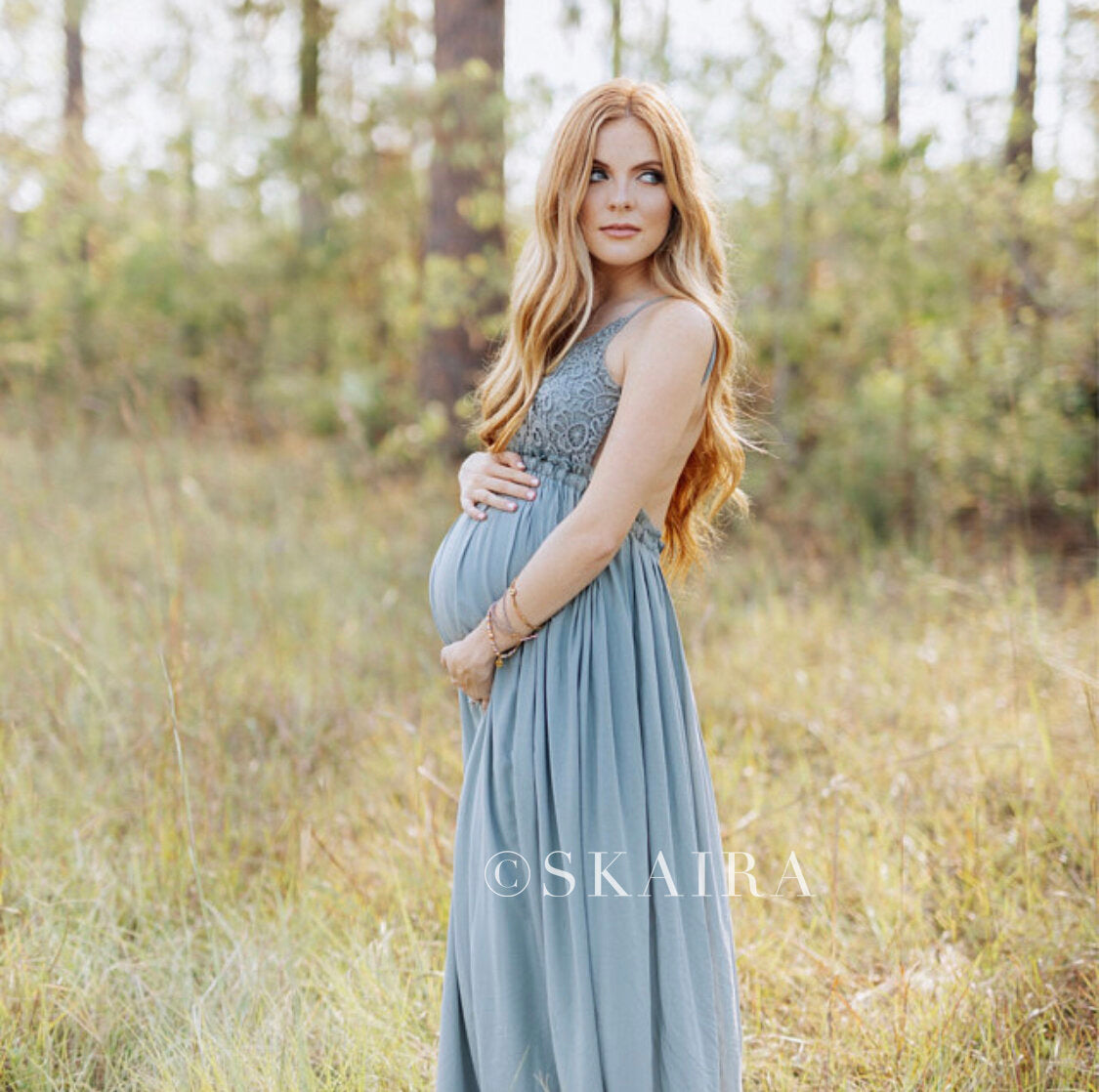 Sage Maxi Maternity Photoshoot Dress