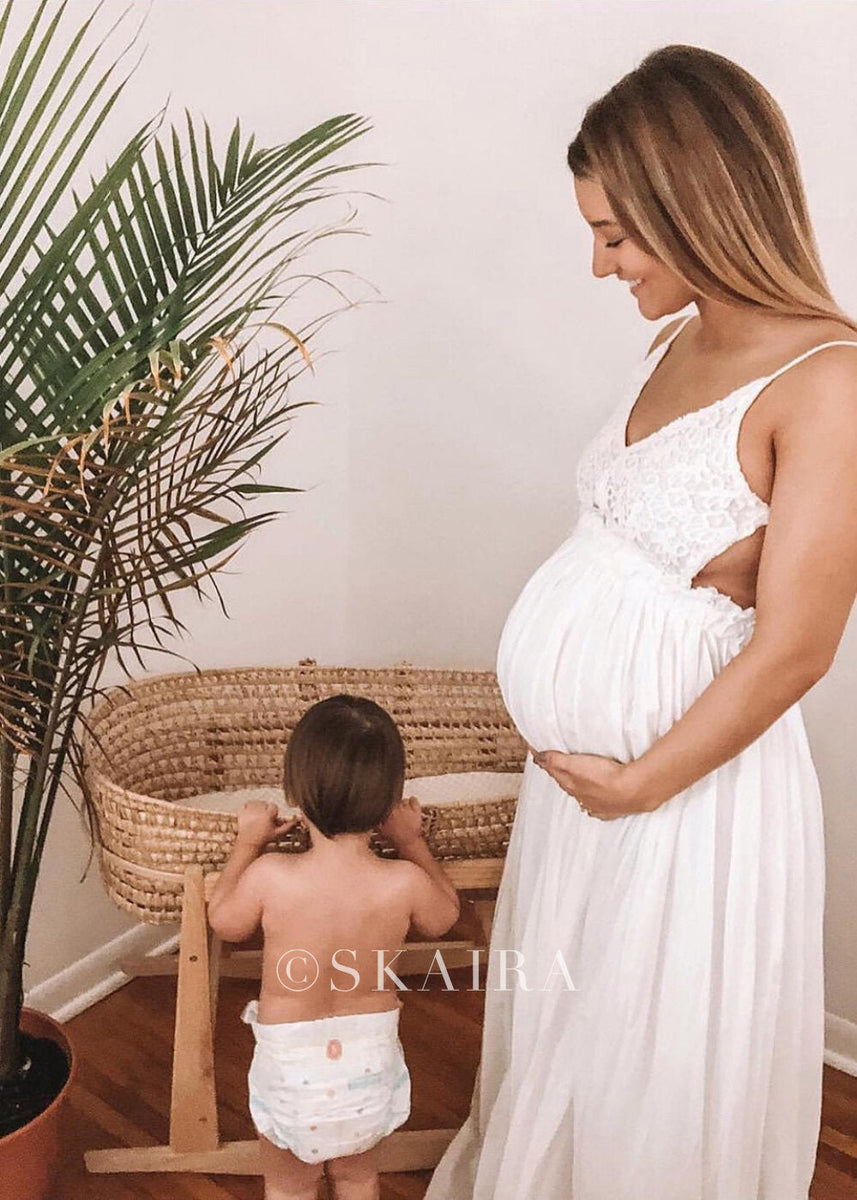 White Maternity Baby Shower Boho Dress
