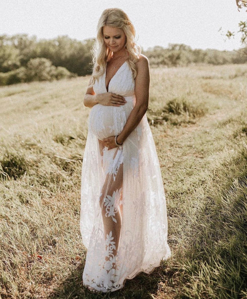 White Wedding Maternity Photoshoot Dress Gown | ShopSkaira 1XL White Wedding Maternity Photoshoot Dress Gown | ShopSkaira 1XL