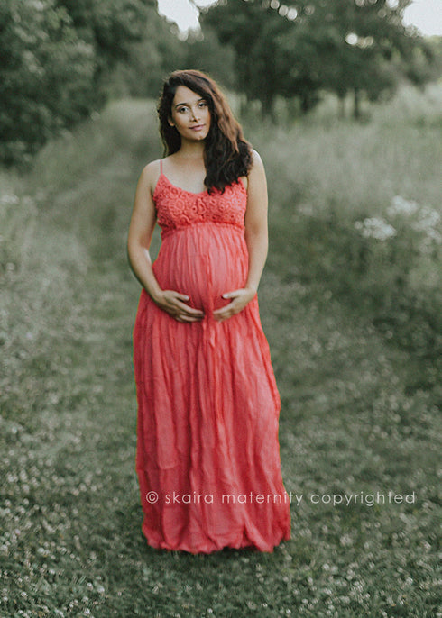 Red Maxi Boho Maternity Dress | ShopSkaira SKAIRA Red Maxi Boho Maternity Dress | ShopSkaira SKAIRA