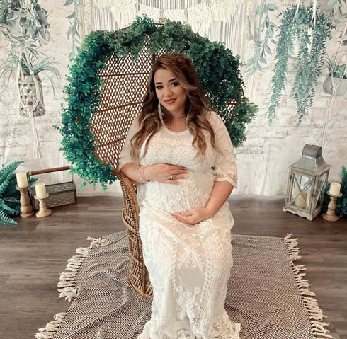 White Lace Maternity Photoshoot Dress | ShopSkaira M/L White Lace Maternity Photoshoot Dress | ShopSkaira M/L