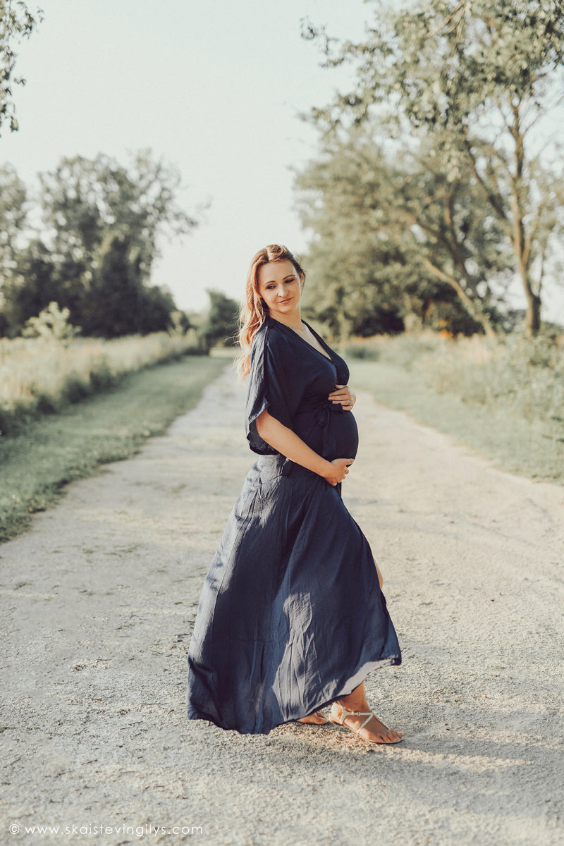 green emerald velvet dress Maternity Kimono Dress