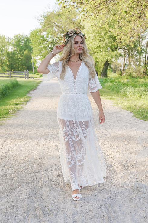Short White Flowy Summer Dress Sheer Illusion Boho Lace Sheath Beach Country Wedding Dress Western Ro Short White Flowy Summer Dress Sheer Illusion Boho Lace Sheath Beach Country Wedding Dress Western Ro