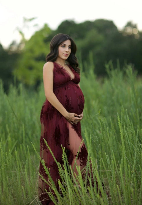Burgundy Maternity Dress For Photoshoot | ShopSkaira SKAIRA Burgundy Maternity Dress For Photoshoot | ShopSkaira SKAIRA