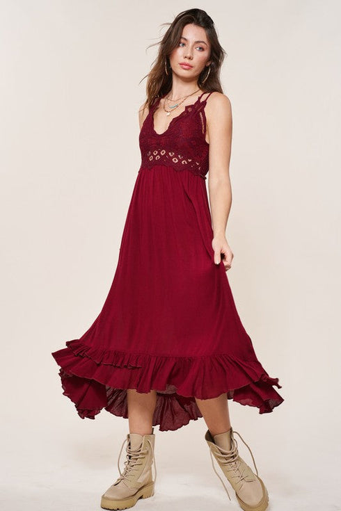 Boho Lace Burgundy Open Back Dress| ShopSkaira Large Boho Lace Burgundy Open Back Dress| ShopSkaira Large