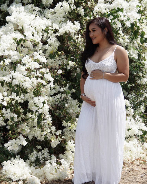 White Maternity Baby Shower Boho Dress | ShopSkaira SKAIRA White Maternity Baby Shower Boho Dress | ShopSkaira SKAIRA
