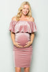 Maternity Baby Shower Olive Velvet Ruffle Off Shoulder Dress