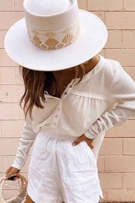 White Boater Shell Hat