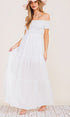 White Off Shoulder Maxi Long Dress