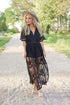 Black Lace Maxi Deep V Neck Boho Bohemian Photoshoot Wedding Beach Dress