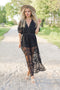 Black Lace Maxi Deep V Neck Boho Bohemian Photoshoot Wedding Beach Dress
