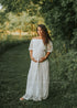 White Pink Maternity Lace Dress Maxi Photography Photoshoot Pregnancy Photo Shoot Wedding Baby Shower Long Off Shoulder Dress