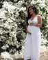 White Open Back Maternity Pregnancy Dress For Photoshoot And Baby Shower