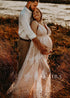White Nude Maternity Pregnancy Dress For Photo Shoot Baby Shower Dress
