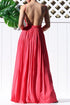 Tomato Red Lace Crochet Maxi Open Back Backless Dress